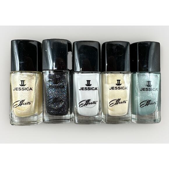 Jessica Effects Nail Lacquer Polish, Set Of 5 Shimmer/Glitter Colors {124} - Picture 1 of 13
